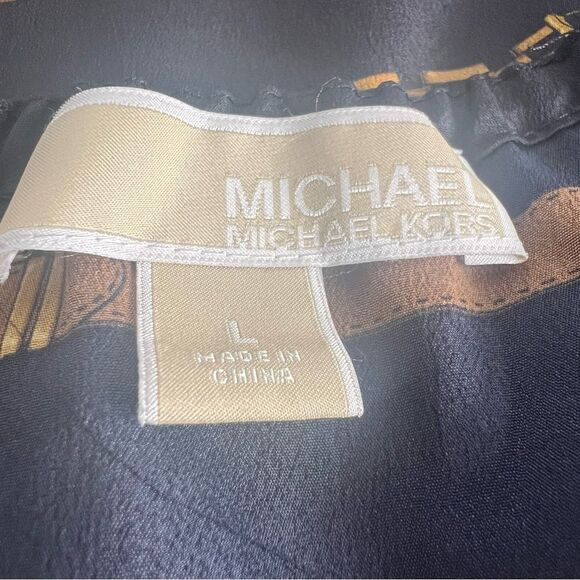 Vintage Michael Kors Equestrian Print Blouse Womens Large Navy Blue Sleeveless - Picture 5 of 6